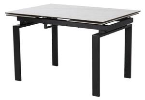 Asztal Oakland 390, Fehér márvány, Fekete, 76x85x120cm, Hosszabbíthatóság, Kerámia, Edzett üveg, Fém