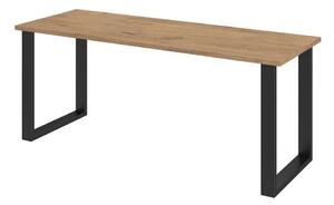 Asztal Tucson 138, Fekete, Lándzsa tölgy, 75x67x185cm, Laminált forgácslap, Fém