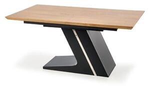 Asztal Houston 713, Fekete, Tölgy, 75.5x90x160cm, Hosszabbíthatóság, Közepes sűrűségű farostlemez, Váz anyaga