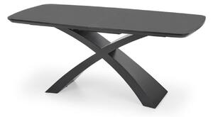 Asztal Houston 1239, Sötétszürke, Fekete, 75x89x180cm, Hosszabbíthatóság, Közepes sűrűségű farostlemez, Üveg