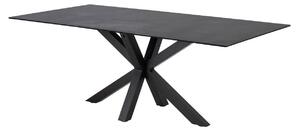 Asztal Oakland 505, Fekete, Szürke, 75.5x100x200cm, Edzett üveg, Kerámia, Fém