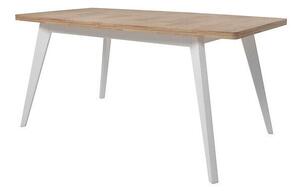 Asztal Boston BH125 Fényes fehér, Westminsteri tölgy, 76x90x160cm, Hosszabbíthatóság, Laminált forgácslap, Fa