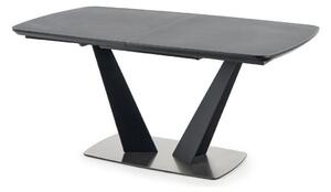 Asztal Houston 935, Sötétszürke, Fekete, 76x90x160cm, Hosszabbíthatóság, Edzett üveg, Közepes sűrűségű farostlemez, Közepes sűrűségű farostlemez, Fém