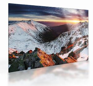 Üveg kép - Téli hegyi panoráma (70x50 cm)