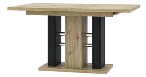 Asztal Goodyear 126, Artisan tölgy, Fekete, 75x90x140cm, Hosszabbíthatóság, Laminált forgácslap