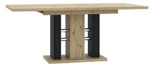 Asztal Goodyear 126, Artisan tölgy, Fekete, 75x90x140cm, Hosszabbíthatóság, Laminált forgácslap