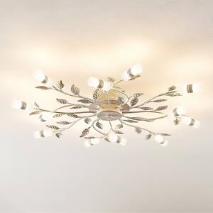 Lindby LED mennyezeti lámpa Bolonia, bronz/fehér, Ø 80 cm, Bronz / antik sárgaréz, Nappali / Étkező, fém, Vidéki otthon / Rusztikus