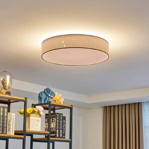 Lindby Ellamina LED mennyezeti lámpa, Ø 60 cm, fehér, textil, dimmelhető, Fehér / opál, Nappali / Étkező, Textil / szövet / selyem, Modern