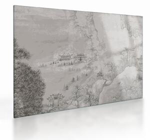 Üveg kép - Kínai táj (70x50 cm)