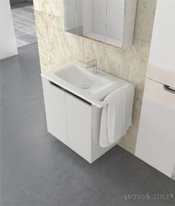 PIRAMIDA EURIDIKA fali függesztett / álló fürdőszobabútor öntött márvány mosdókagylóval 80 cm