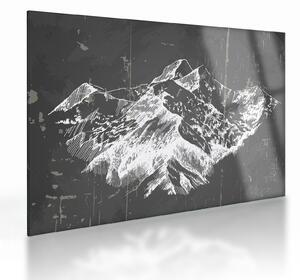 Üveg kép - Hegyek illusztrációja (70x50 cm)