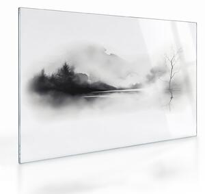 Üveg kép - Tintafestmény tájkép (70x50 cm)