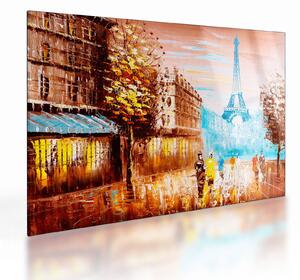 Üveg kép - Esős idő és az Eiffel-torony (70x50 cm)