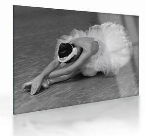 Üveg kép - Balerina, fekete-fehér (70x50 cm)