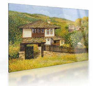 Üveg kép - Házak nyáron (70x50 cm)