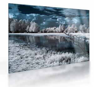 Üveg kép - Fagyott táj (70x50 cm)
