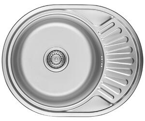 Kuchinox Normál, 1 rekeszes rozsdamentes mosogató 570x450x180 mm csepegtetővel, sima felület, acél, LAV-SGN_083T