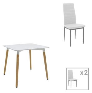 Étkezőgarnitúra, Natali-Parker, Pako World, MDF, fehér-natúr, 3 részes, 80x80x76 cm