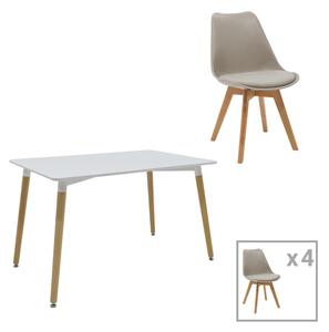 Étkezőgarnitúra, Natali-Gaston, Pako World, MDF, szürke-fehér-natúr, 5 részes, 120x80x76 cm