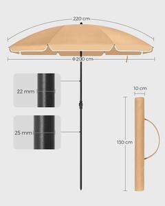Nyolcszögletű napernyő 200 cm, összecsukható hordtáskával, barna színben