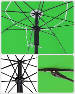 Nyolcszögletű napernyő 200 cm, összecsukható hordtáskával, zöld színben
