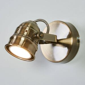 Lindby fali spotlámpa Leonor, sárgaréz, fém, 1 lámpa, 9,5 cm, dimmelhető, Bronz / antik sárgaréz, Nappali / Étkező, fém, Antik