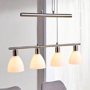 Lindby függőlámpa Simeon, nikkel színű, üveg, 73 cm, E14, dimmelhető, Alu / szürke / cink, Nappali / Étkező, Üveg, Modern