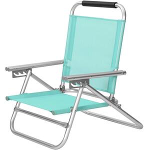 Hordozható strandszék 4 pozícióban dönthető háttámlával, karfákkal, légáteresztő és kényelmes szövetborítás, kültéri szék, zöld