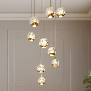 Lucande LED-es Hayley függőlámpa, Ø 40 cm, 9 lámpás, arany, üveg, Sárgaréz / arany, Nappali / Étkező, Üveg, Dizájn