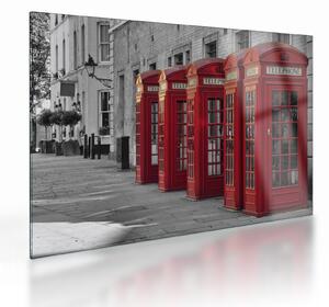 Üveg kép - Londoni telefonfülkék (70x50 cm)