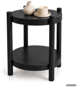 AKORD Furniture Factory Terra Kerek Dohányzóasztal MDF Fekete Polccal