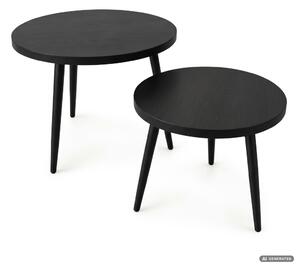 AKORD Furniture Factory TWINO Dohányzóasztal Szett MDF Fekete Kerek