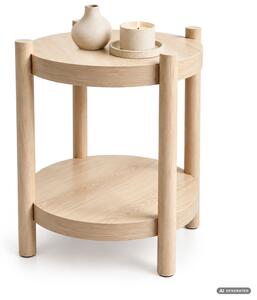 AKORD Furniture Factory Terra Kerek Dohányzóasztal MDF Természetes Fa Alsó Polccal