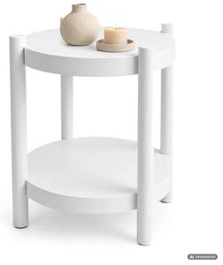 AKORD Furniture Factory Terra Kerek Dohányzóasztal MDF Fehér Polccal