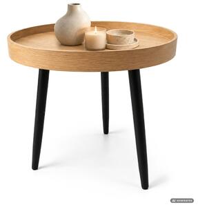AKORD Furniture Factory PICCO Kerek Dohányzóasztal MDF Természetes Fa Fekete Lábakkal