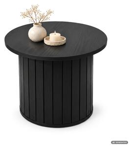 AKORD Furniture Factory NUBO Kerek Dohányzóasztal MDF Fekete Rovátkolt