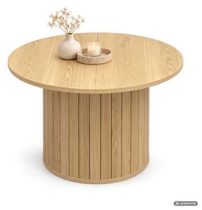 AKORD Furniture Factory NUBO Kerek Dohányzóasztal MDF Natúr Fa Rovátkolt Alappal