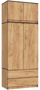 AKORD CLP S90 Szekrény Felső Résszel Laminált Craft Tölgy 2 Ajtós 2 Fiókos