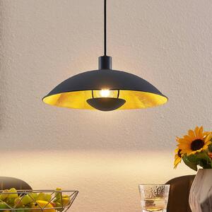 Lindby függőlámpa Narisara, Ø 40 cm, E27, fekete-arany, dimmelhető, Fekete, Nappali / Étkező, fém, Modern