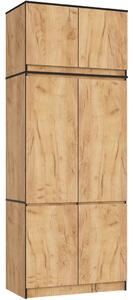 AKORD Furniture Factory CLP S90 Szekrény Felső Résszel Laminált Craft Tölgy 6 Ajtós