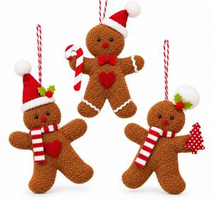 SHP Cookie Mézeskalács Figura Karácsonyi Függő Dekoráció Barna 3 db-os Szett