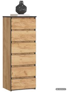 AKORD CLP CL6 Komód Laminált Craft Tölgy 6 Fiókos