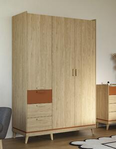 Gardróbszekrény Fertalu 100, Laminált forgácslap, 215x144x57cm, Narancs, Tölgy