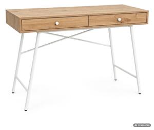 AKORD Furniture Factory Skandia Számítógépasztal Artisan Tölgy Fehér Lábakkal Ipari Stílus 2 Fiókkal