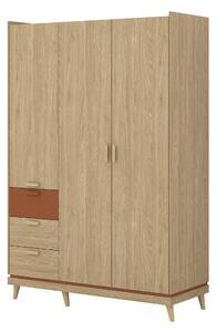 Gardróbszekrény Fertalu 100, Laminált forgácslap, 215x144x57cm, Tölgy, Narancs