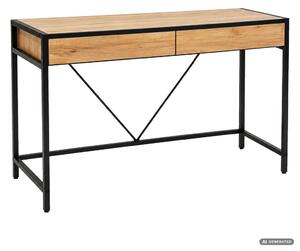 AKORD Furniture Factory Loft Pure Íróasztal Forgácslap Tölgy Craft Fekete Fém Lábak 2 Fiókkal