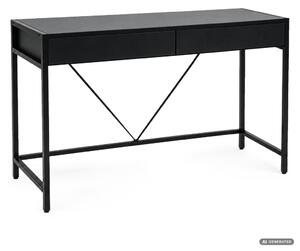 AKORD Furniture Factory Loft Pure Számítógépasztal Fekete 2 Fiókkal Ipari Stílusban