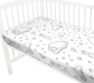 Baby Shop pamut,gumis lepedő 60*120 cm - Csillagos maci kék