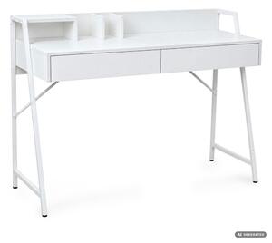 AKORD Furniture Factory ORIX Fehér Számítógépasztal Forgácslap + MDF Fehér Ipari Stílusú 2 Fiókkal