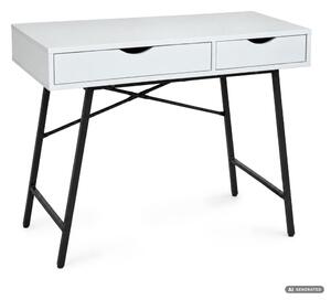 AKORD Furniture Factory RAX Számítógépes Íróasztal Fehér 2 Fiókkal Fekete Fémláb Ipari Stílus